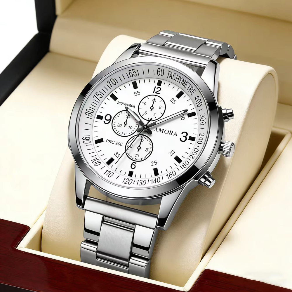 Wholesale cross-border fashion watches for men, men's watches, gift watches, quartz watches, stylish blue light glass leather strap men's wristwatches