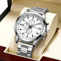 Wholesale cross-border fashion watches for men, men's watches, gift watches, quartz watches, stylish blue light glass leather strap men's wristwatches