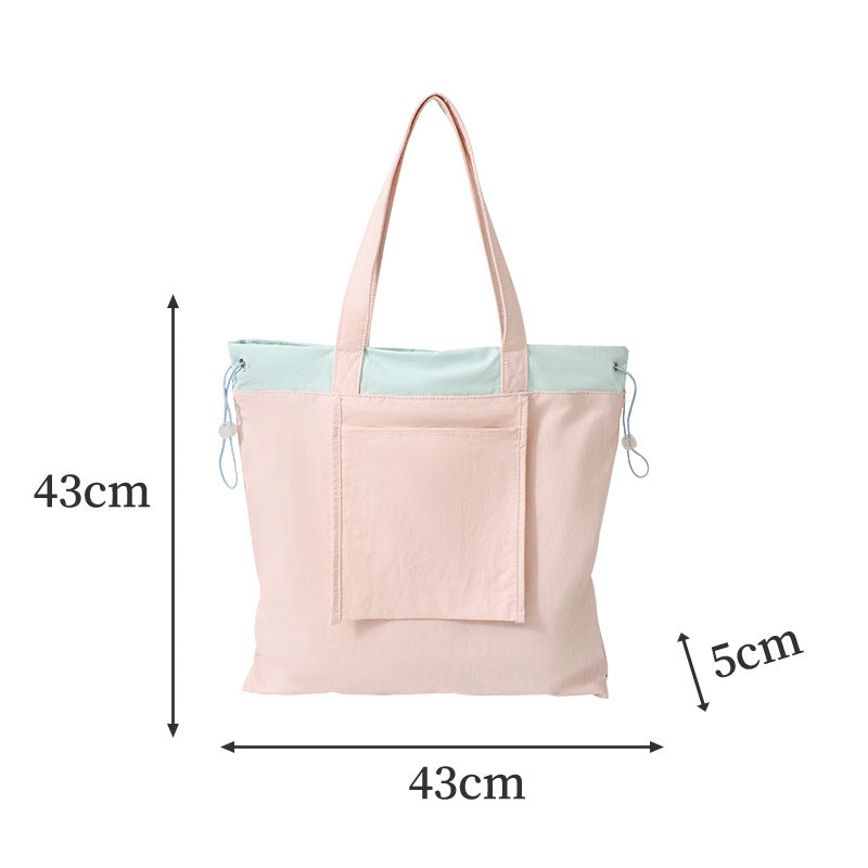 Beilian's new bundle shopping bag, large foldable large-capacity shoulder bag, high-end and lightweight grocery shopping handbag.