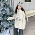 Girls' fleece-lined sweatshirt - autumn/winter  new collection - stylish outerwear for little girls - big kids' winter clothing - thickened children's top