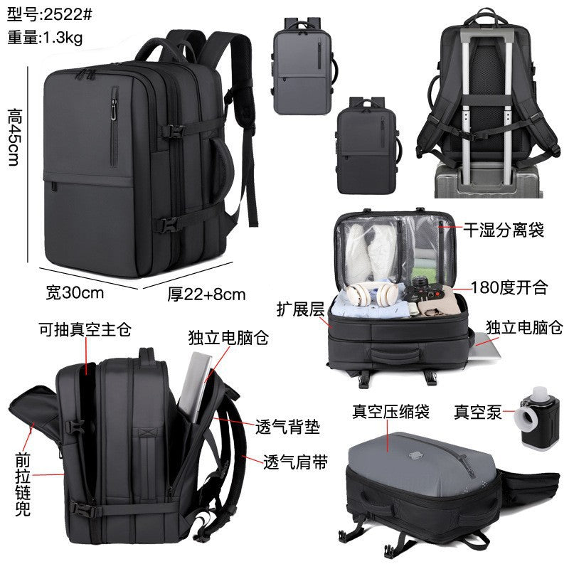 Premium Sense Vacuum Compression Business Backpack Men's Multifunctional Computer Bag Large Capacity Expansion Travel Backpack