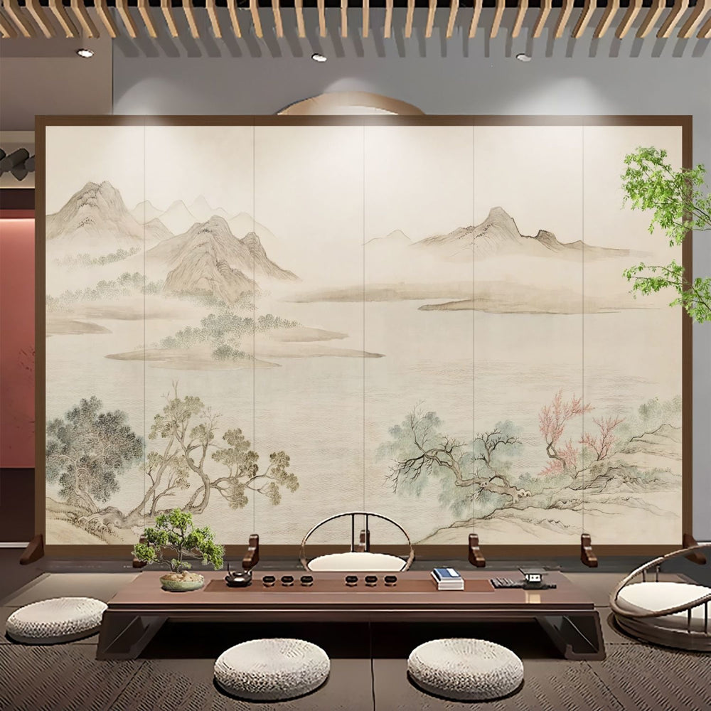 Screen partition landscape ink simple foldablemovable entrance facing the door living room baffle partition screen