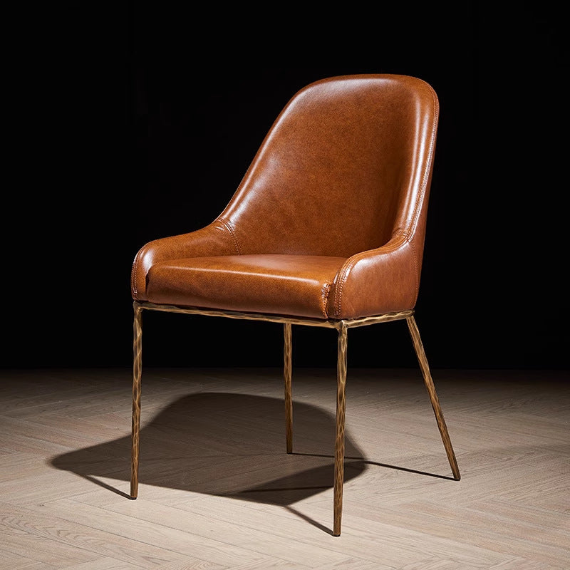 French medieval style forged dining table and chair combination american retro oil wax leather casual chair engineering hotel reception area