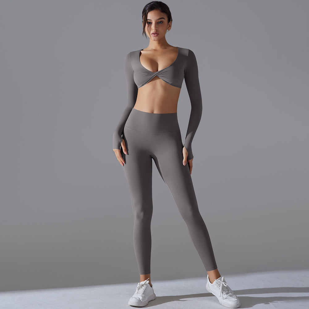 New women's seamless quick-dry yoga outfit set - high-waisted, anti-odor leggings & top for running, workout & fitness