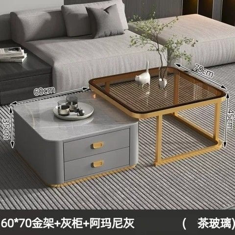 Rock slab coffee table living room for homenew arrivalpopularaccessible luxuryclassy table square folding marble small apartment tea table