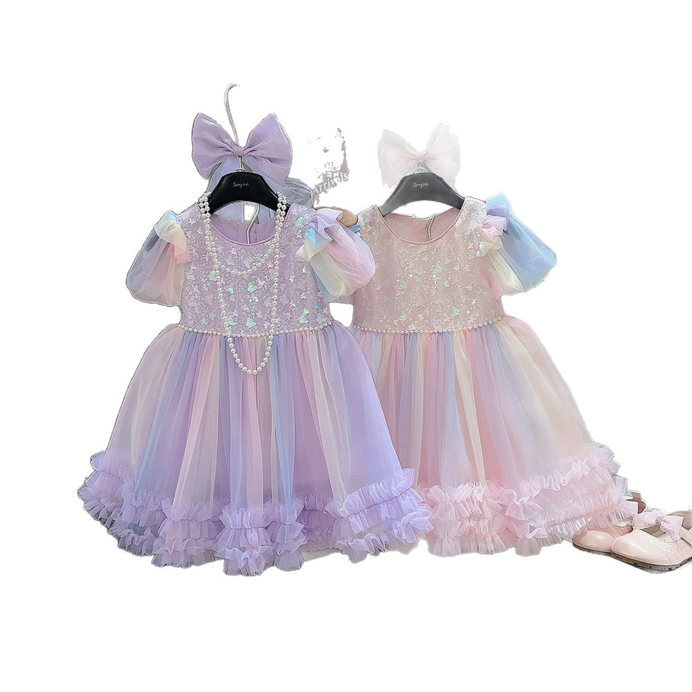 Girls' summer dress  new style little girl tulle skirt baby girl sleeveless tank princess dress