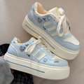 Dexun women's versatile casual sneakers - spring 2026 new collection: dopamine bread shoes, chunky platform white sneakers for students