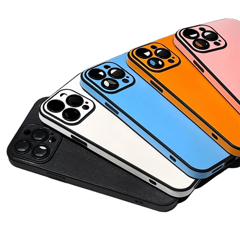 applicable iphone 17 pro max minimalist vegan leather phone case, iphone 16 full-coverage lens film, anti-drop hard case