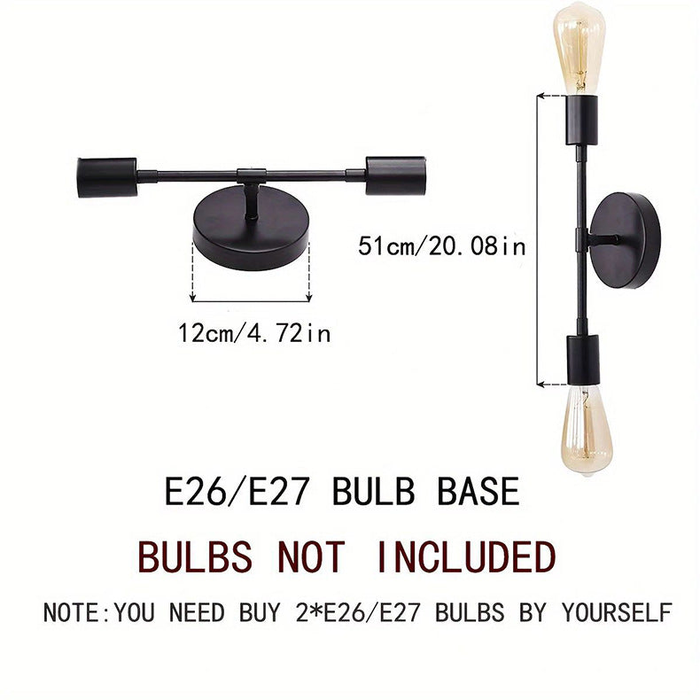 American retro black and gold two-tone double head wall sconce - industrial style for bedroom, bedside, bathroom mirror, b&b, hallway - minimalist design