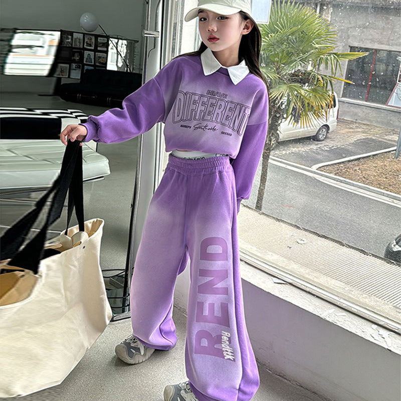 Girls' fashionable and stylish outfit set - spring/autumn  new collection - kids' spring clothes - middle school student trendy casual two-piece set
