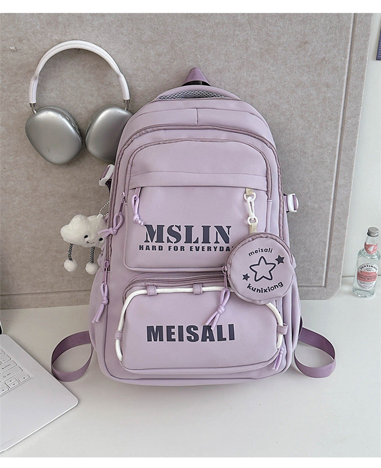 New student backpack contrasting colors fashion trend versatile new middle school student college student backpack men and women the same style