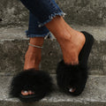 Wholesale processing of turkey feather slippers, women's real fur flip-flops, fur fur sandals, thick-soled sandals, cross-border slippers