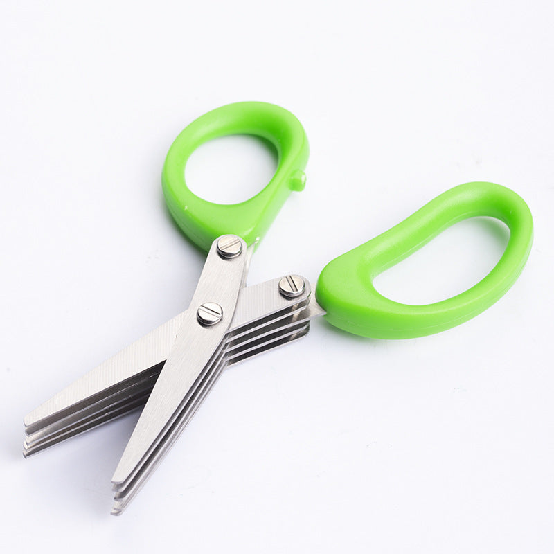 Five-layer stainless steel scallion scissors, multi-functional, multi-layer seaweed complementary food scissors, shredded paper scissors, kitchen food scissors