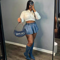 Women's high-waisted denim skirt - european & american cross-border fashion -  summer new arrivals - sexy & spicy girl pleated flared mini skirt