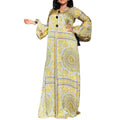 2025 spring european and american cross-border ins ready-to-ship digital print soft denim round neck single-breasted lantern sleeve women's maxi dress