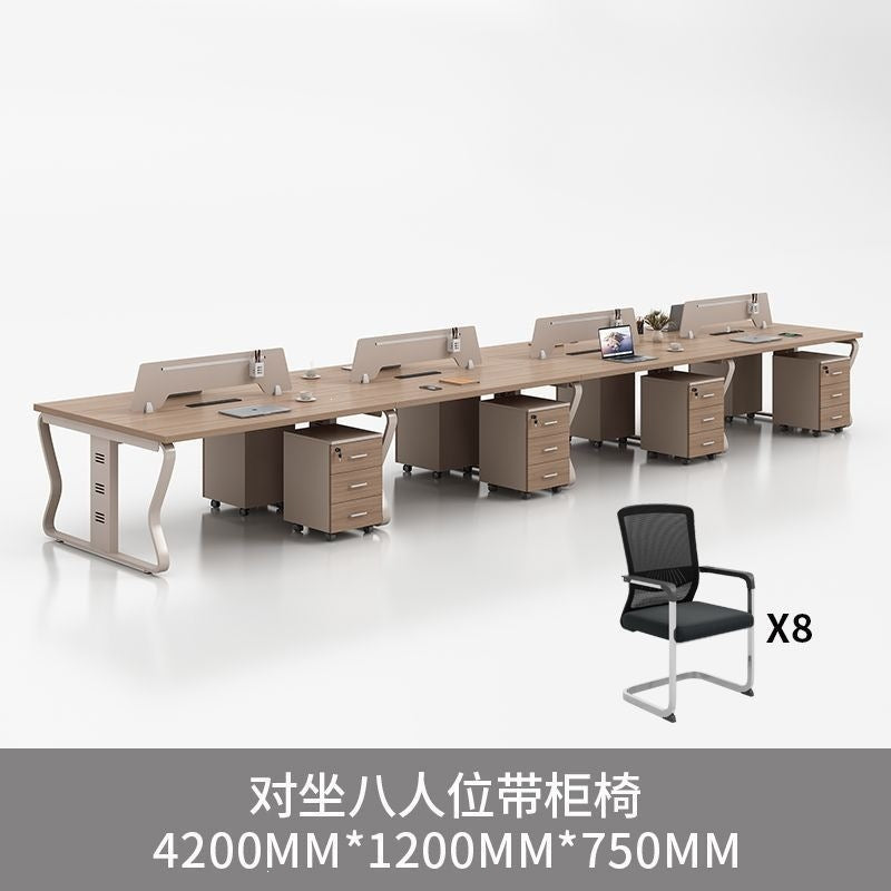 Computer desk and chair set - modern minimalist conference table for meetings, partitioned multi-person office desk for employees