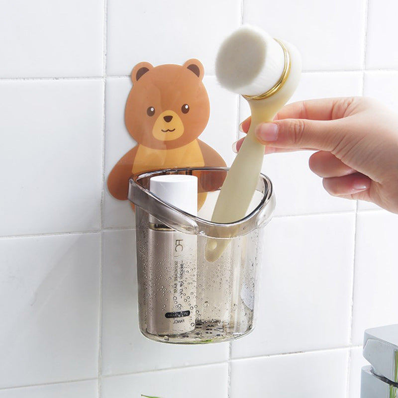Douyin same bathroom rack, no punching cartoon bear bathroom rack, wall-mounted storage box
