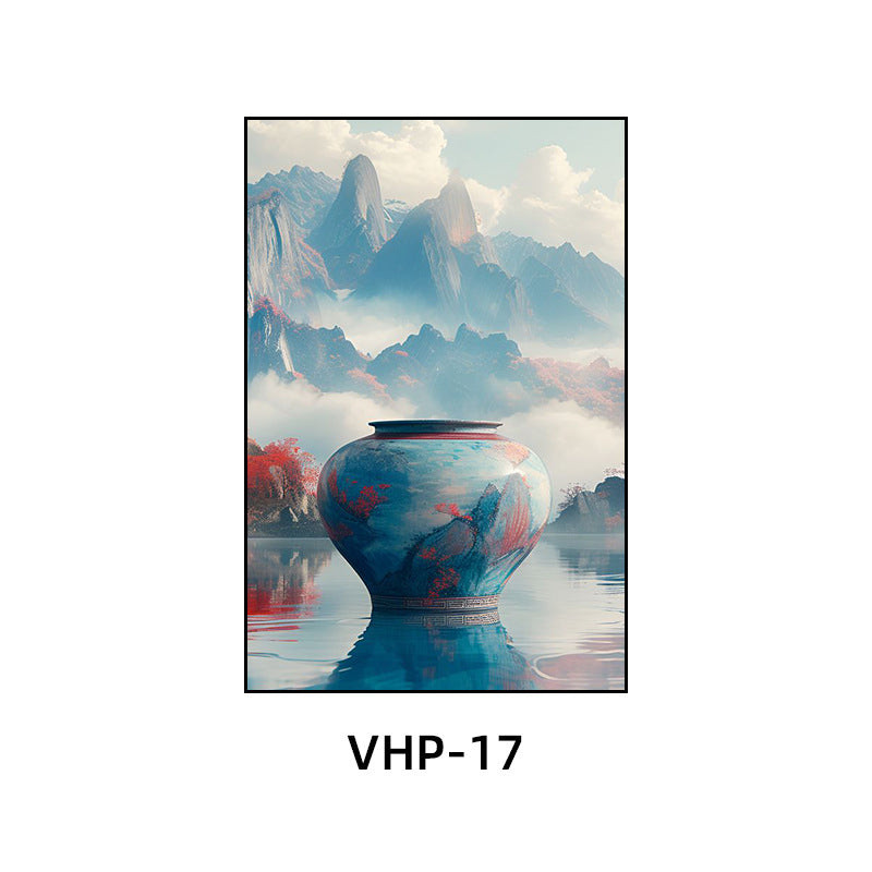 Blue and white porcelain decorative painting vase porcelain ceramic new Chinese style living room hanging painting hotel hotel restaurant box Chinese style