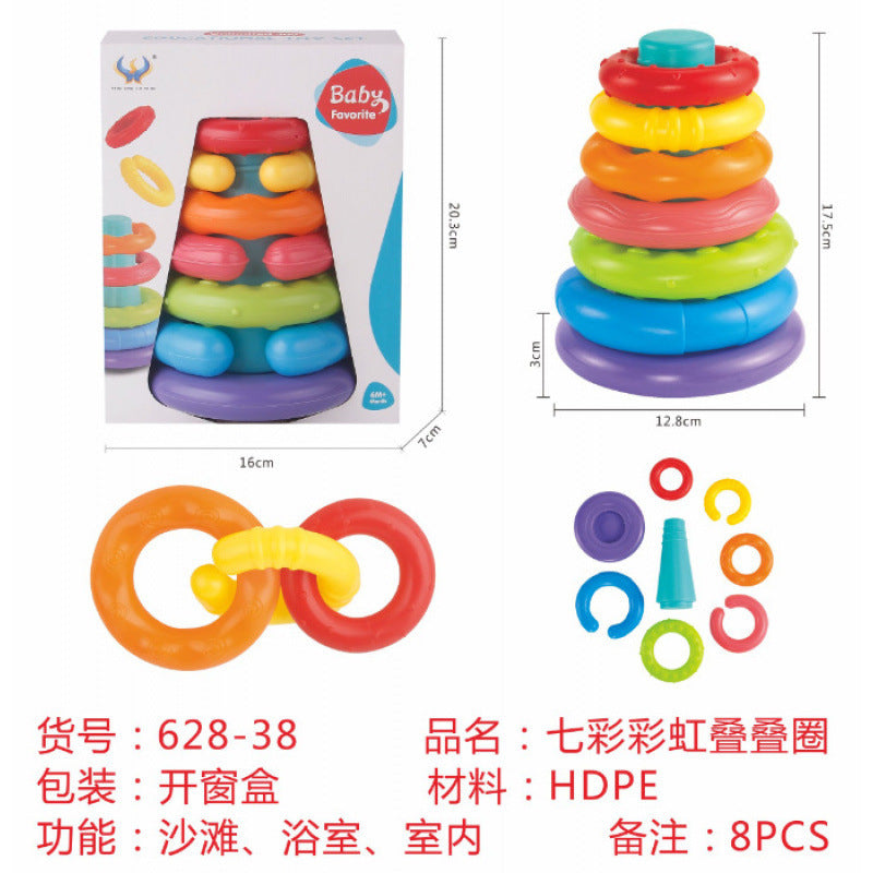 Cross-border  vinyl environmental protection early education shape color cognition bathroom water toy gift stacking music set