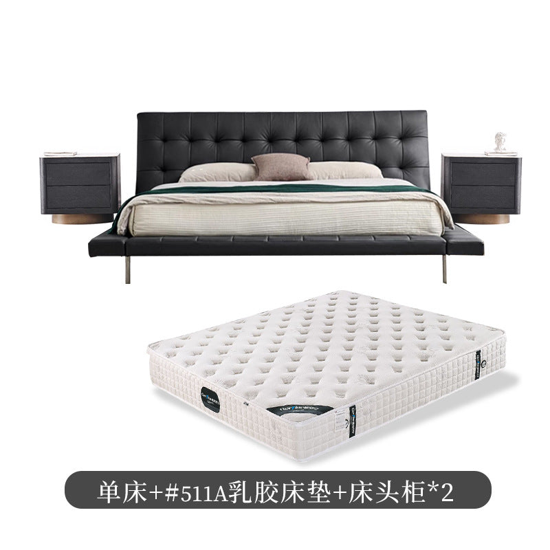 Onda bed italian normcore genuine leather bed house large flat designer 2* 2m master bedroom double bed double bed black
