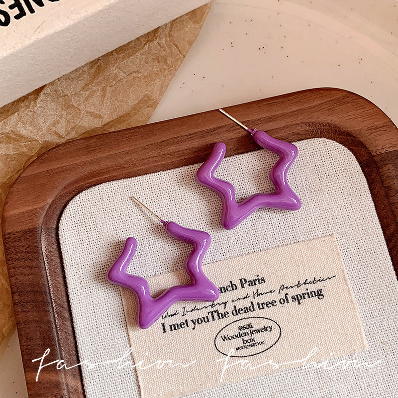 Dopamine colorful star earrings - women's high-end, unique design, statement studs, student jewelry