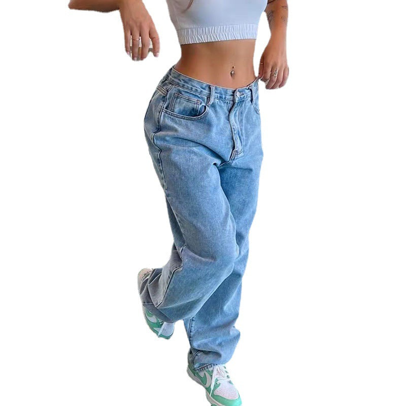 Y2k style  loose fit jeans women's new  multi-pocket cargo pants high waist washed denim jeans