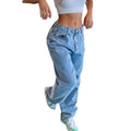 Y2k style  loose fit jeans women's new  multi-pocket cargo pants high waist washed denim jeans