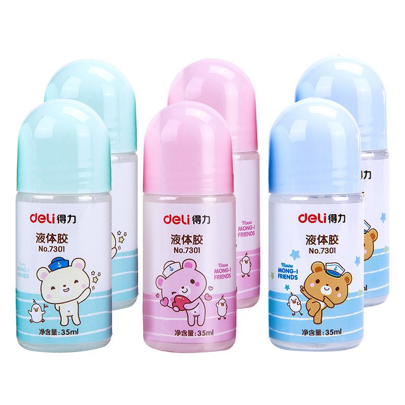 Deli 7301 Liquid Mini Glue Children's 35ML Cute Glue Transparent Kawaii Glue Liquid Glue Stationery