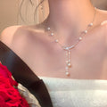 Light luxury tassel butterfly necklace-x1298 silver