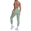 Cloud-feel compression yoga set: sexy open-back sports bra with high-waisted butt-lifting leggings and pockets - women's running & fitness apparel