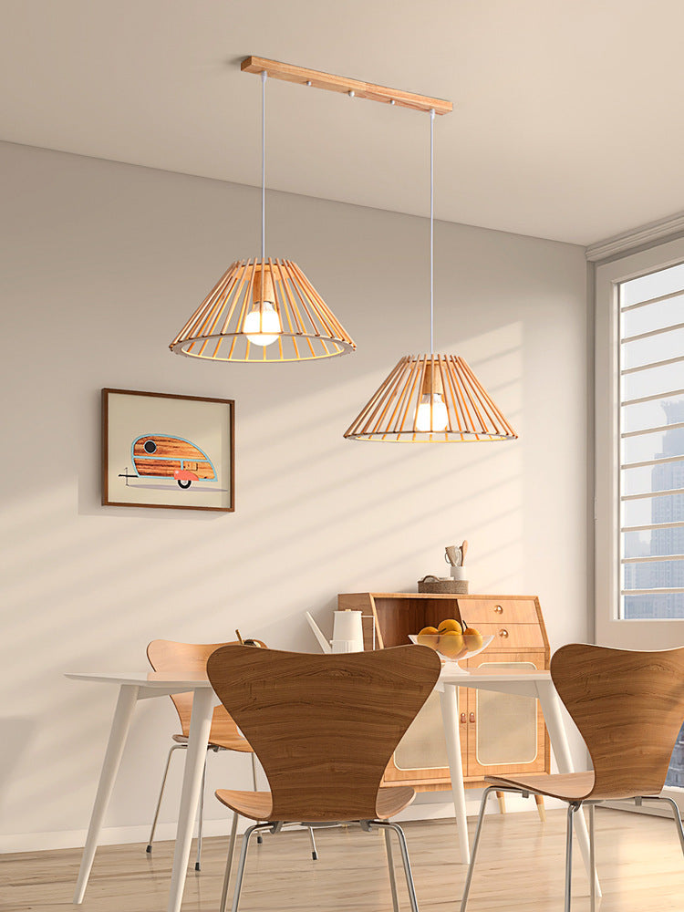 Japanese restaurant chandelier Nordic simple log dining table light retro wabi wind room homestay bar lighting handmade