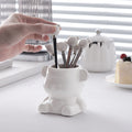 Luxury new year fruit fork set - stainless steel fruit forks with storage jar, premium ceramic bear fork & spoon jar set