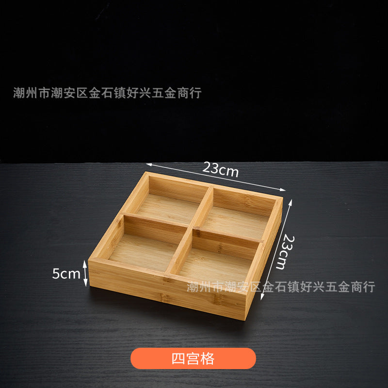 Creative nine-square grid tableware commercial hot pot restaurant barbecue restaurant beef vegetable platter bamboo tray divided grid dinner plate