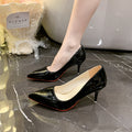 High heels women's stilettos 2026 spring autumflats patent leather black sexy pointed toe high heels bright leather flats women
