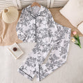 girls' spring/summer new arrival: elegant printed long-sleeve shirt and wide-leg pants two-piece set - perfect for loungewear or casual wear