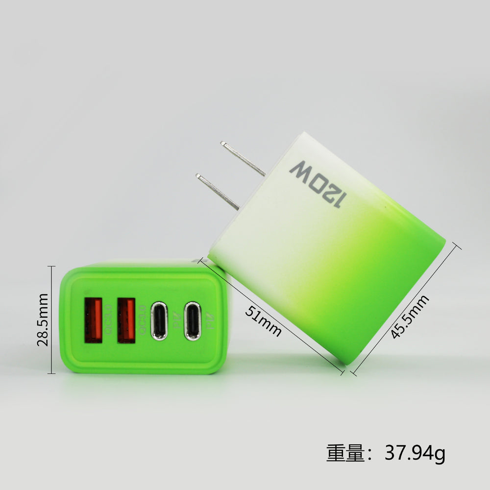 120w fast charging charger dual usb + dual type-c multi-port charging head us standard european standard mobile phone charger