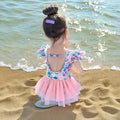 Baby girl swimsuit cute summer kids floral print swimwear toddler & child stylish open back quick-dry swimsuit