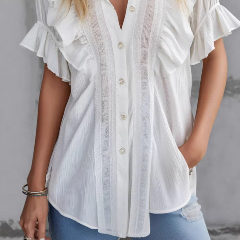 Amazon fashionelegantcasualeasiest for matchslitpatchworkpolo collar shirtsummernew arrivalslimming looktops
