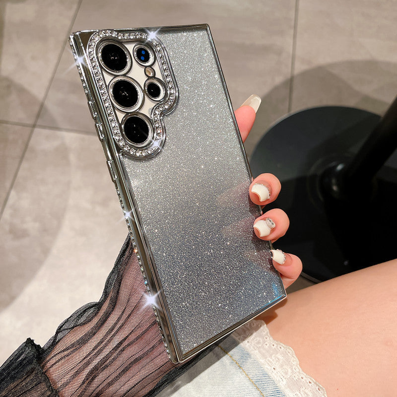 Suitable for samsung s26ultra mobile phone case glitter mirror magnetic holder s25 electroplated rhinestone protective cover s23+