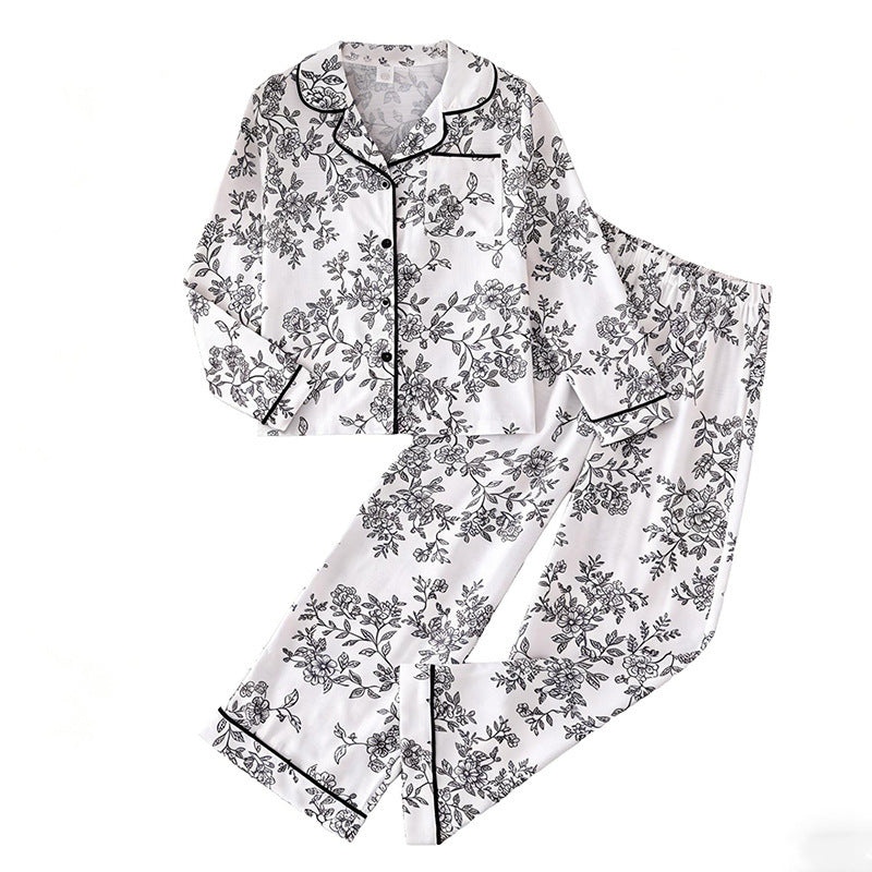girls' spring/summer new arrival: elegant printed long-sleeve shirt and wide-leg pants two-piece set - perfect for loungewear or casual wear