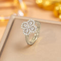 8406 full diamond four-leaf clover ring - stainless steel finish