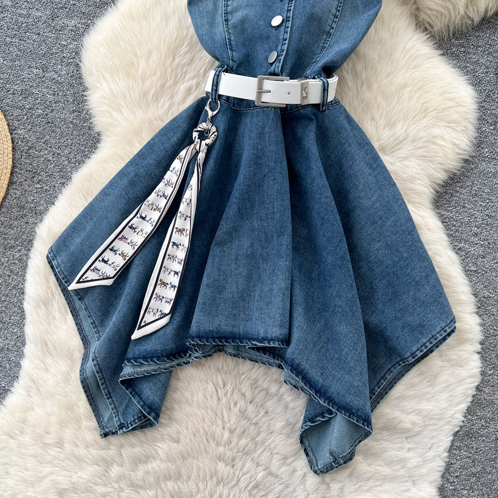 French riviera style halter sleeveless dress - women's summer cinched waist slimming tiered ruffle cake dress