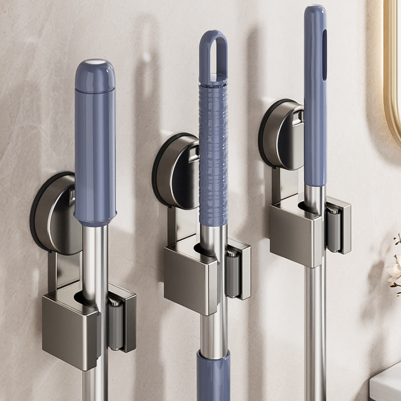 Powerful suction cup mop clip, bathroom wall wall hanging artifact, mop broom rack buckle holder, no punching