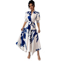 european and american style printed v-neck women's dress - new arrival