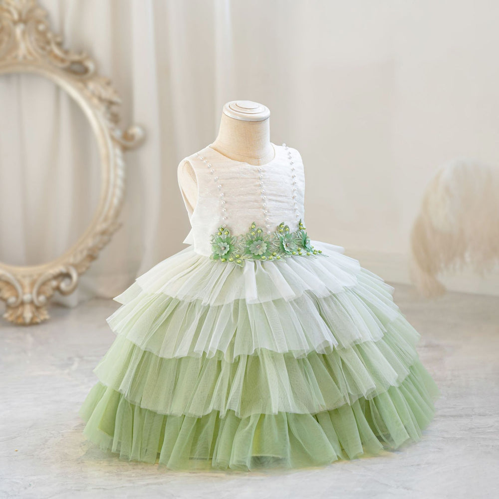 Ready-to-ship new children's formal dress, tulle princess gown, baby girl's first birthday banquet dress, flower girl dress