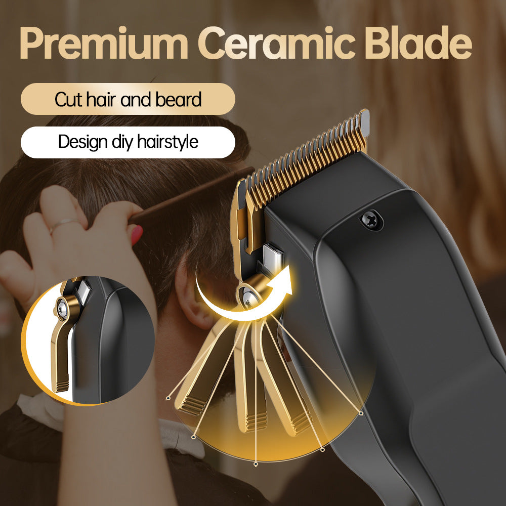 professional hairdressing set, electric clipper, oil head carving scissors, shaving reciprocating three-piece set