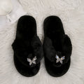 Furry slippers women's outwear furry slippers women's 2024new arrival butterfly stuffedflatswinter european goods fall and winter flip flops