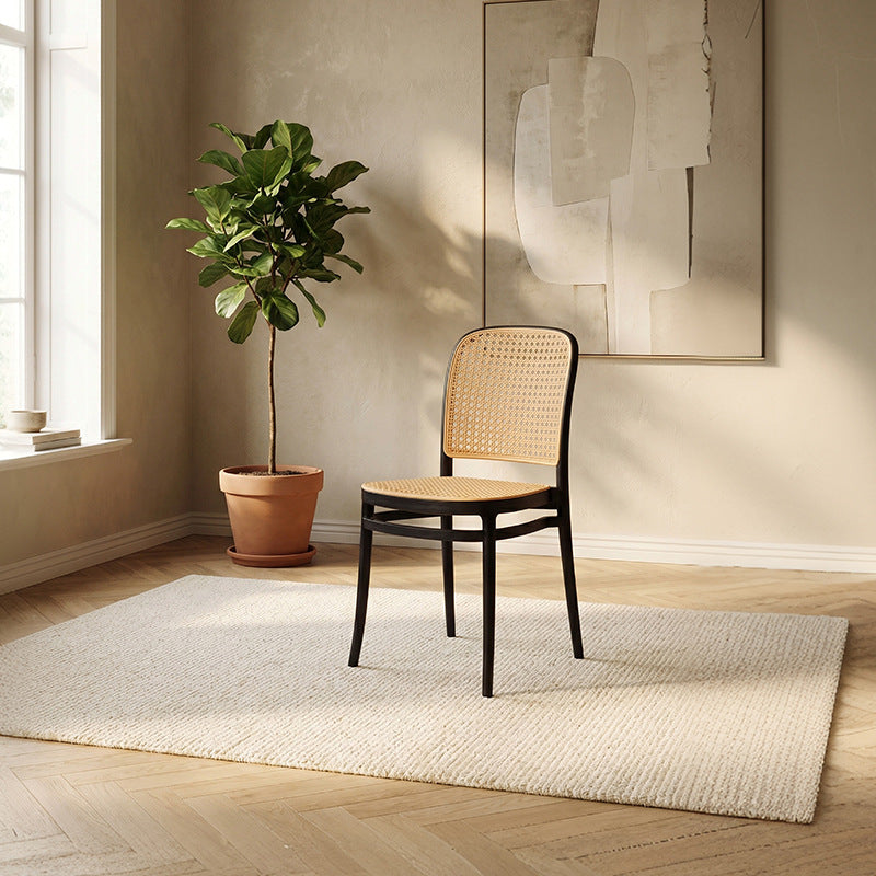 imitation rattan plastic chair for home stackable casual backrest chair breathable pp chair mesh woven dining chair