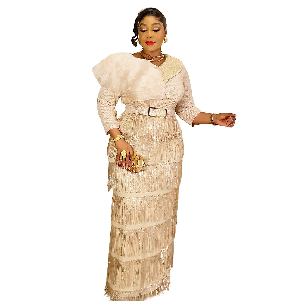 african women's clothing plus size new arrivalins  fashionexportsexy tassel dinner sequindress