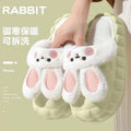Women's winter slippers with heel, cute bunny design, indoor home use, couple's warm slippers for autumn and winter